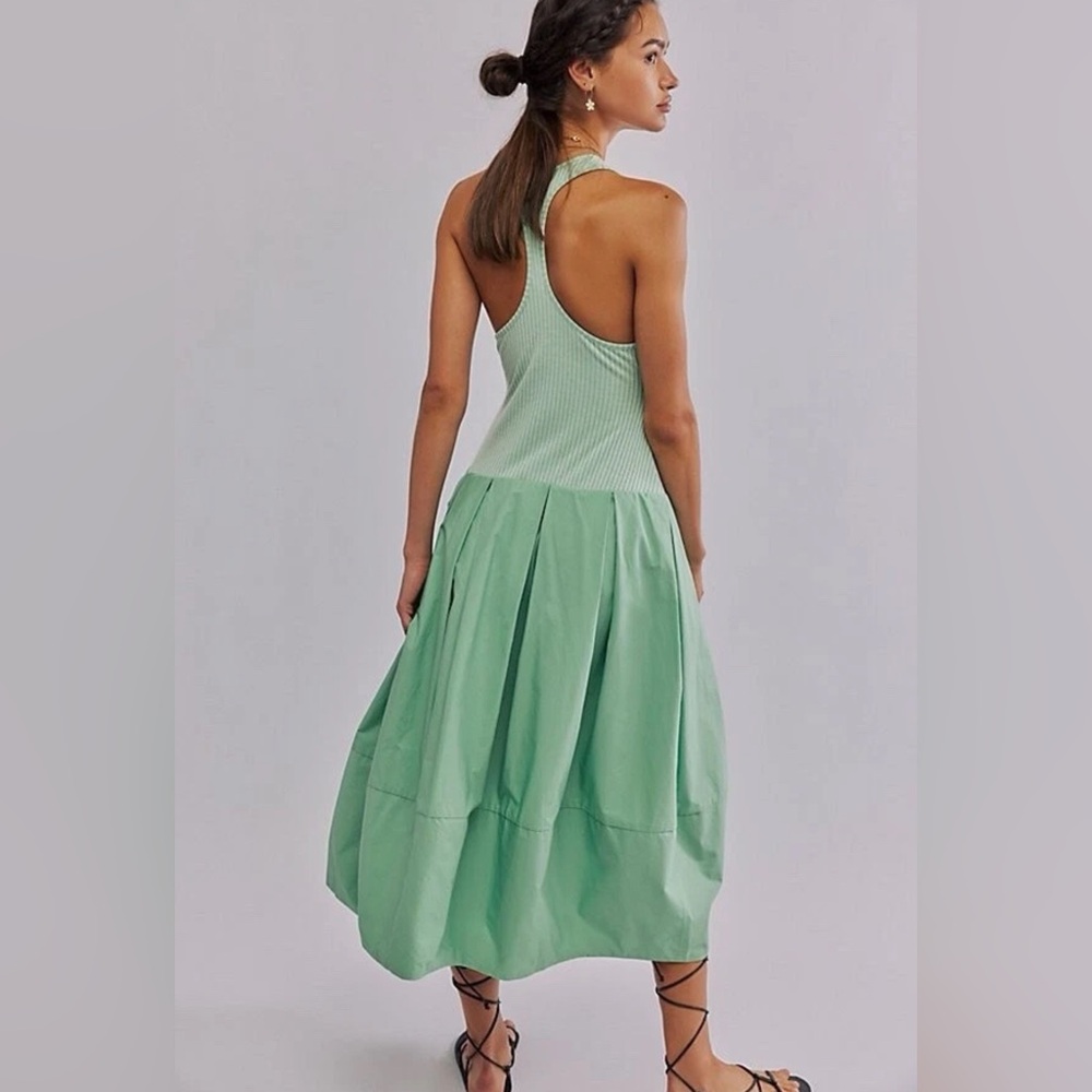 Free People Drops Of Venus Drop Waist Midi Dress, Lime Green, Various Sizes NWOT - Picture 3 of 10